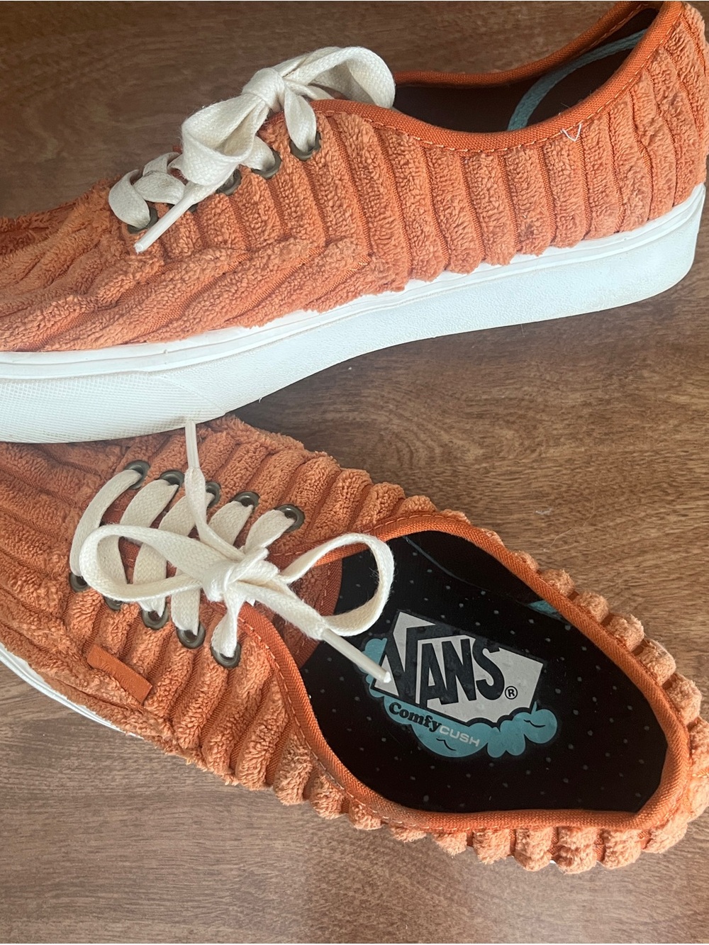 Vans Women's Orange Corduroy ComfyCush Lace-Up Sneakers